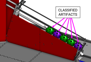 CAD image showing CLASSIFIED ARTIFACTS