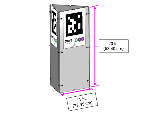 CAD image of the OBELISK with measurements
