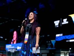 Person holding microphone